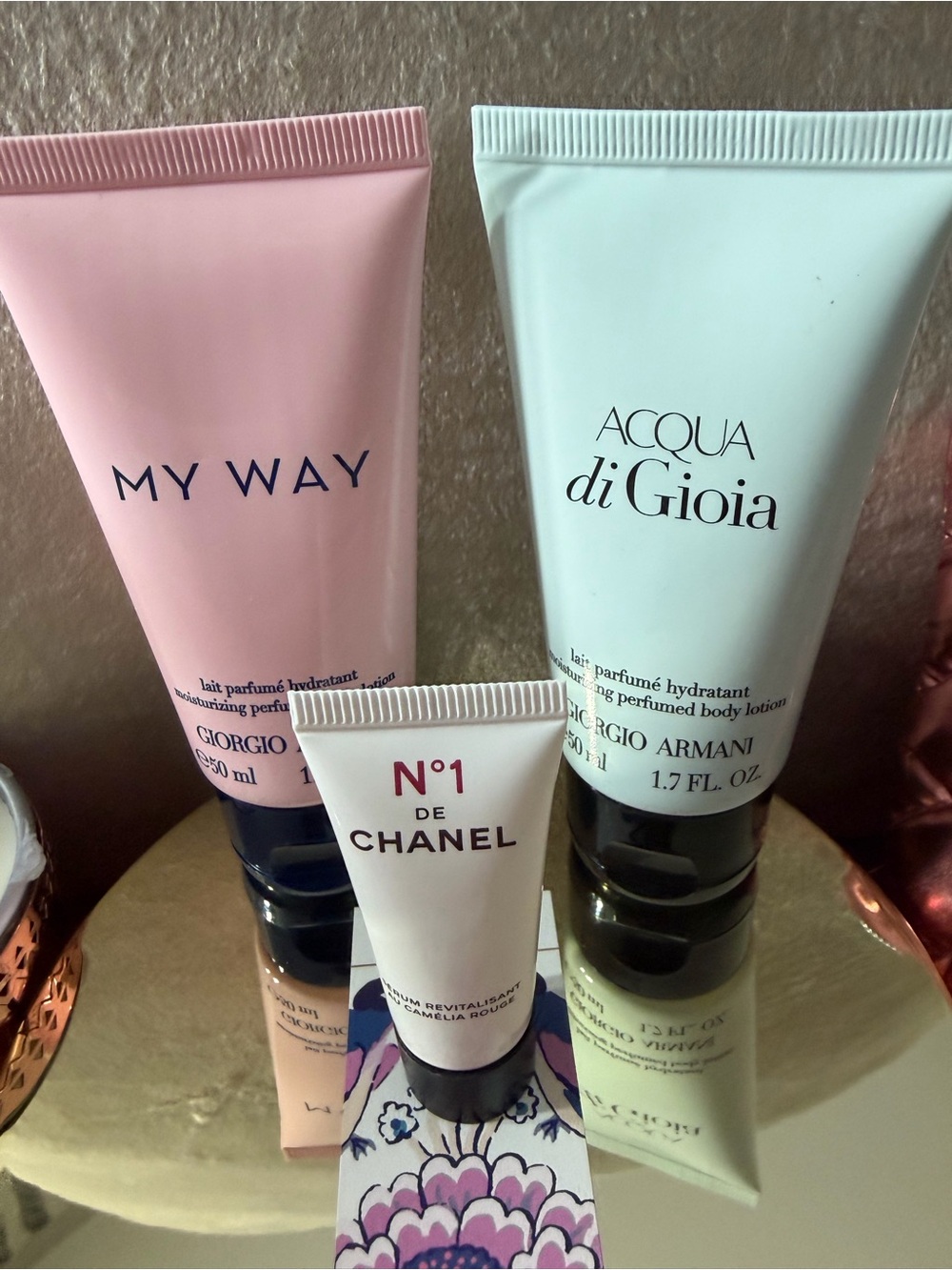 NWT-Bundle w/Lollia Bath Salts, Rose Gold Candle & Cosmetic Bags, Lotions, etc - Picture 4 of 8